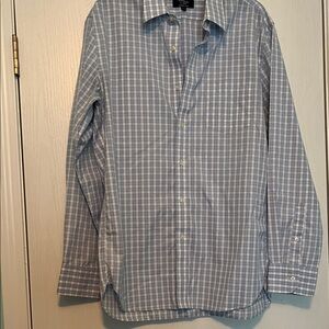 J Crew Thompson Shirtings Wrinkle Free Light Blue Checked LS Shirt
